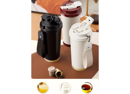 Vakuumisolierter Kaffeebecher To Go 500 ml, Cremeweiss
